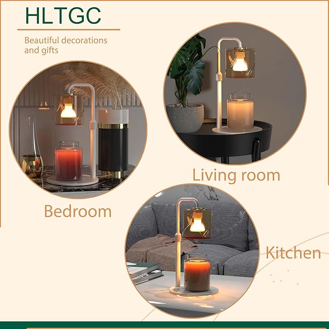 Candle Warmer Lamp with Timer Dimmer, with 2 Bulbs,Adjustable Height,Mothers Day Gifts for Mom,Birthday Gifts for Women,for Yankee Jars,for Room Home Decor (White)