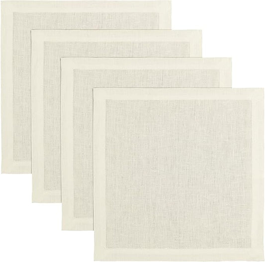 Solino Home Ivory Placemats Set of 4-100% Pure Linen Placemats 14 x 14 Inch for Summer - Fete