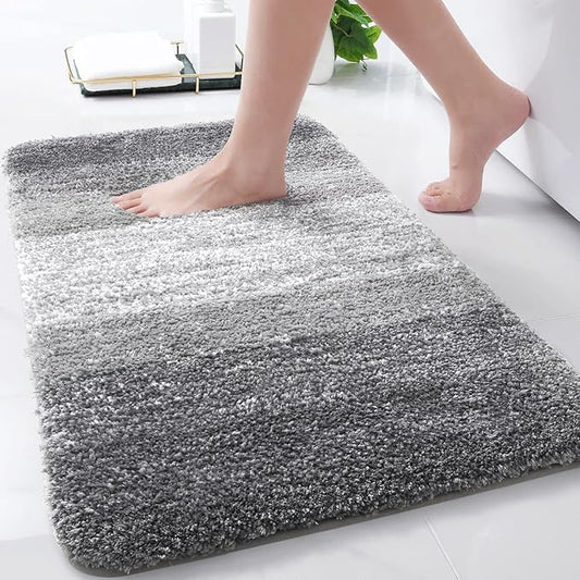 Arotive Microfiber Bathroom Rugs, Shaggy Soft and Absorbent Bath Rug, Non-Slip, Thick Plush Machine Washable Dry Bath Mats for Bathroom, Tub and Shower, 34x21, Grey