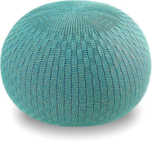 ARTPLAN Round Knit Pouf Hand Knitted,Outdoor Ottoman Foot Rest,Boho Home Decor for Living Room-Bedroom