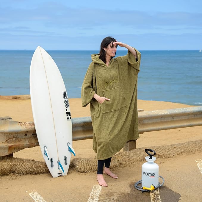 Pomo Surf Poncho, Towel Poncho Made of 100% Cotton, Unisex Changing Towel and One-Size Fits All Adult Changing Poncho.
