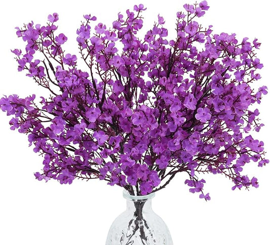 AILANDA 6PCS Babys Breath Artificial Flowers Purple Fake Gypsophila Flower Silk Floral Arrangements for Spring Home Kitchen Office Garden Party Wedding Table Centerpieces Decoration