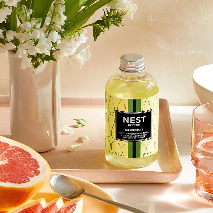 NEST New York Reed Diffuser Liquid Refill, Grapefruit - 5.9 fl oz - Fragrance for Up to 90 Days - Flame Free