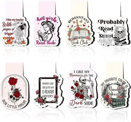 Dark Romance Magnetic Bookmarks: 8 Pcs Funny Magnet Book Page Markers for Reading, Spicy Fairytale Bookmark Clips, Gifts for Women Book Lovers Office School Supplies