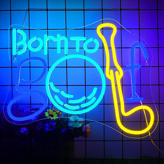 NOSUN Born to Golf Neon Sign Golf Neon Signs for Wall Decor, LED Sign Colorful Neon Light Sign Neon Lights with Dimmable Encourage Neon Signs for Bedroom Bar Club Apartment Home Party Neon Wall Sign.
