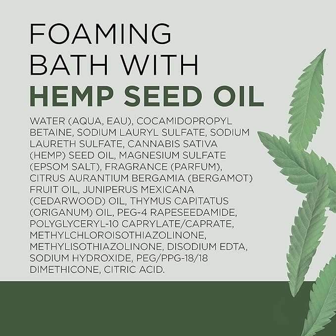Dr Teal's Foaming Bath with Pure Epsom Salt, Cannabis Sativa Hemp Seed Oil, 34 fl oz (Pack of 4)