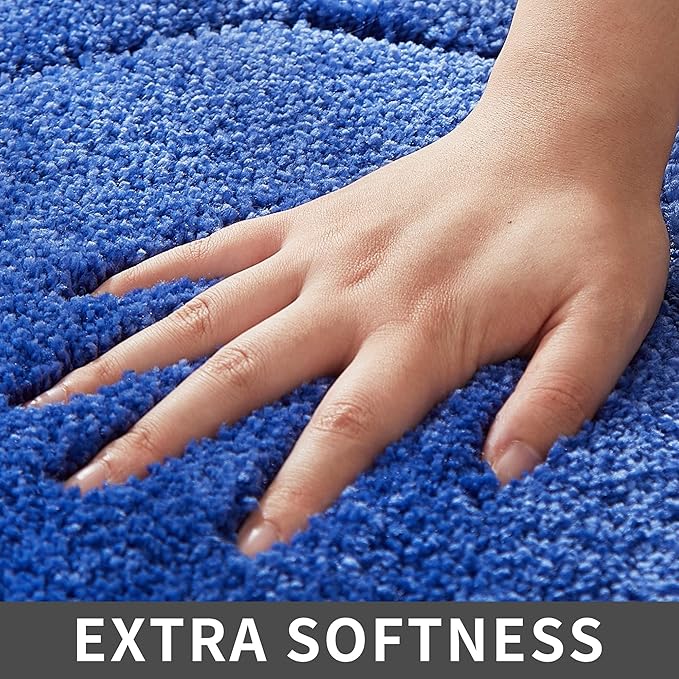 COSY HOMEER Extra Thick Bath Linen Sets Rugs for Bathroom - Anti-Slip Bath Mats Soft Plush 100% Strong Polyester Living Room Bedroom Water Absorbent(Blue,24x48 - Inches)