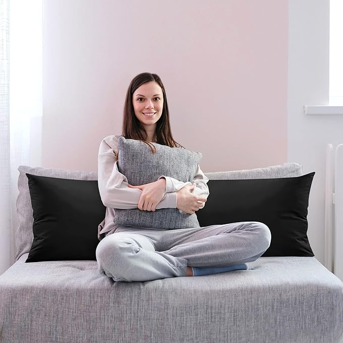 Utopia Bedding Full Body Pillow for Adults (Black, 20 x 54 Inch), Long Pillow for Sleeping, Large Pillow Insert for Side Sleepers