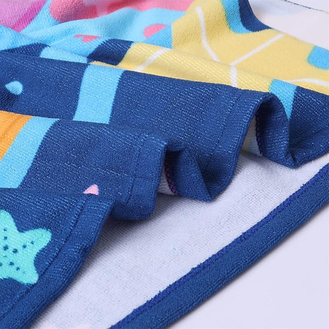 Ultra Soft Kids' Towels with Hood for Bath Beach Pool Toddler Boy and Girl Swim Poncho Cover-ups Swimwear with Drawstring Bag (Purple Mermaid (24x24 Inches))