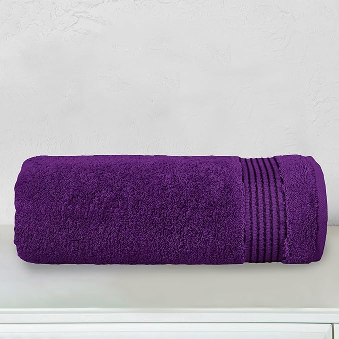 Elegant Comfort Premium Turkish Cotton 1 Piece Jumbo Bath Towel - 35 x 70 inch, Luxurious Hotel Spa Quality 100% Turkish Cotton Large Bath Towel - Highly Absorbent - Soft Bathroom Towel, Purple
