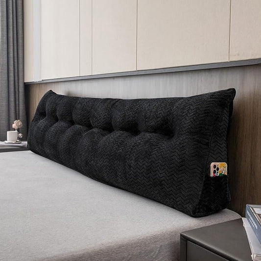 Large Bolster Triangular Headboard Wedge Backrest Positioning Support Bed Rest Reading Pillows Headboard Wedge Pillows for Day Bed Bunk Bed with Removable Cover, California King(71x8x20 Inches)