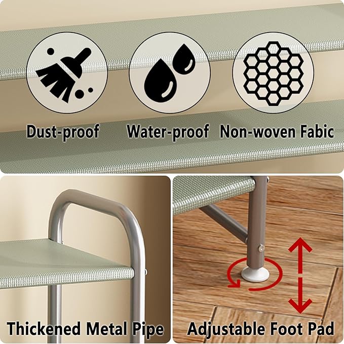 Shoe Rack 4 Tier Long Storage Organizer Wide Metal Shoe Shelf for Closet Entryway Grey
