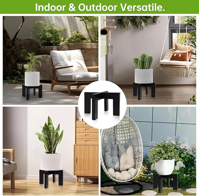 Wood Plant Stand Indoor/Outdoor for Plants, Large Size Planter Stand Holder,Sturdy and Stable Flower Pot Stand,Fits Most Size Flower Pots In Room (1 Pack-Black)