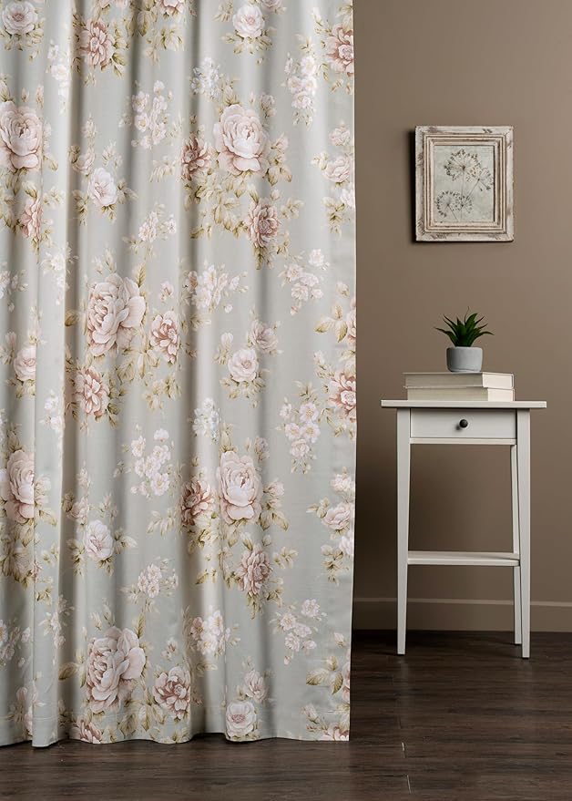Maison d' Hermine Curtains for Living Room 100% Cotton 124 inch Length One Panel Light Filtering Curtains for Bedroom Windows with Rod and Loop Pockets Drapes (Newburry Pewter, 50" W x 124" L)
