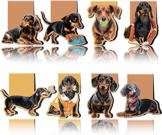 Dachshund Magnetic Bookmarks: 8 Pcs Dog Magnet Book Mark Dachshund Gifts, Cute Dog Man Page Markers, Gift for Kids Women Men Students School Office Supplies