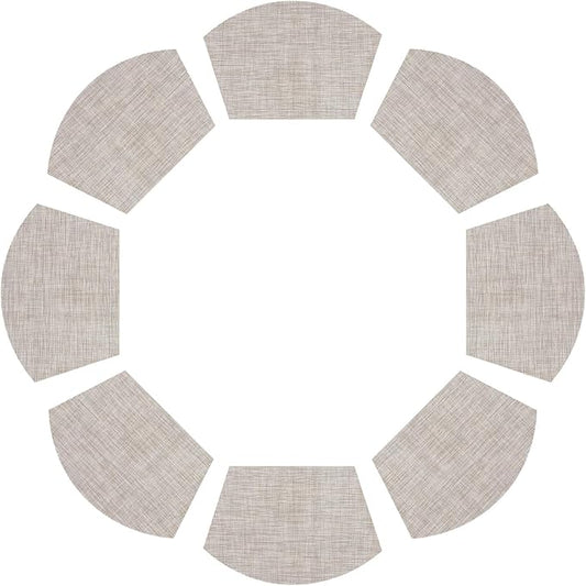 SHACOS Wedge Placemats Set of 8 Woven Vinyl Plastic Placemats for Small Round Table Place Mats Wipe Clean Non Slip Table Mats, Beige White Black