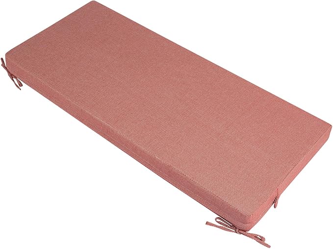 Patio Bench Cushion Covers for Outdoor Furniture with Ties,Water Resistant Loveseat/Settee Cushion Slipcover 54x18x3 Inch for Swing Porch Garden(Replacement Cover Only)-Light Coral Red