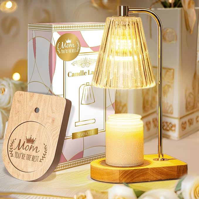 Mothers Day Birthday Gifts for Mom Mother Women, Candle Warmer Lamp with Timer, Home Decor Presents for New Mom, Wax Warmer Vintage Night Light with 2 Bulbs for Jar Candles
