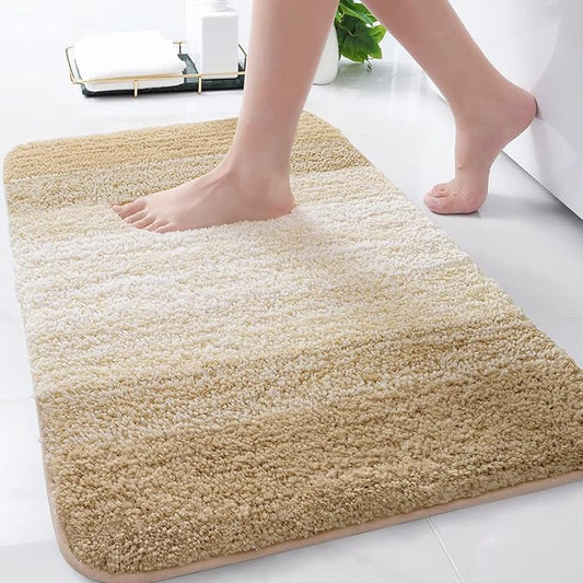 Arotive Microfiber Bathroom Rugs, Shaggy Soft and Absorbent Bath Rug, Non-Slip, Thick Plush Machine Washable Dry Bath Mats for Bathroom, Tub and Shower, 30x20, Camel