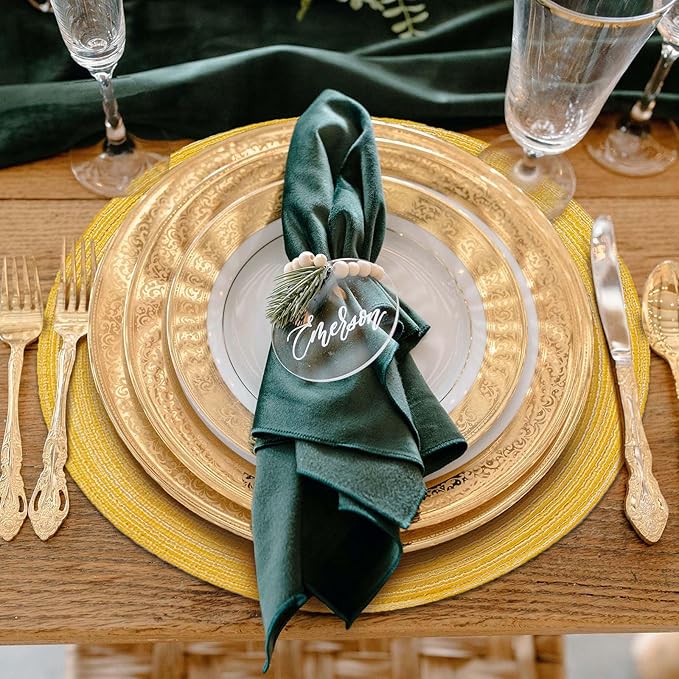 Noctiflorous Round Braided Placemats 15 Inch Round Table Mats Set of 6 for Dining Tables Natural Woven Heat Resistant Place Mats (Round Yellow)