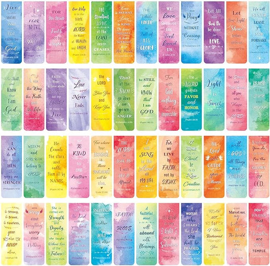 Zonon 48 Pcs Bible Verse Magnetic Bookmarks, Inspirational Scripture Christian Book Markers Religious Motivational Encouragement Flower Page Clips Presents for School Supplies(Watercolor Style)
