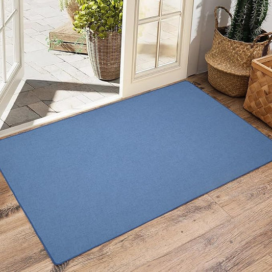 Yancorp 2.6'X4''Ultra Thin Big Bathroom Rugs,Low Profile Bath Mat Non Slip Fit Under Door Absorbent Shower Rug Washable Large Indoor Door Mat