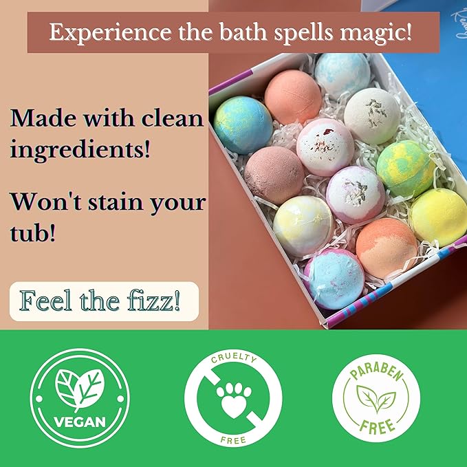 Luxury Bath Bomb Gift Set, Organic Bath Bombs for Women Relaxing, Moisturizing Shea Butter & Pure Essential Oils Bubble Bath, Bathbombs for Men, Gifts for Her