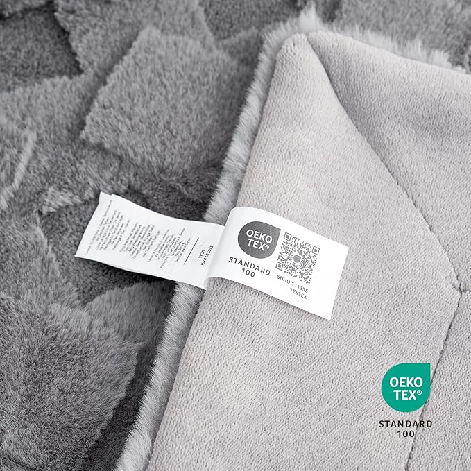 Cozy Bliss Faux Fur Throw Blanket for Couch - Clearance Soft Checkered Fuzzy Cozy Throw Gift Blankets for Women,Grey Blanket for Sofa Bedroom Living Room.(60 * 80 Inches,Grey)