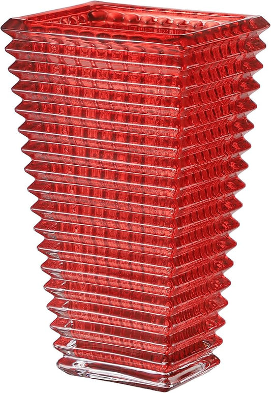 MCMCNCUIU Crystal Vase, Large Crystal Vases for Flowers, Large Flower Vase, Modern Red Vases for Living Room, Bedroom, Kitchen, Dining Table, Mantle, Wedding, 11 Inches