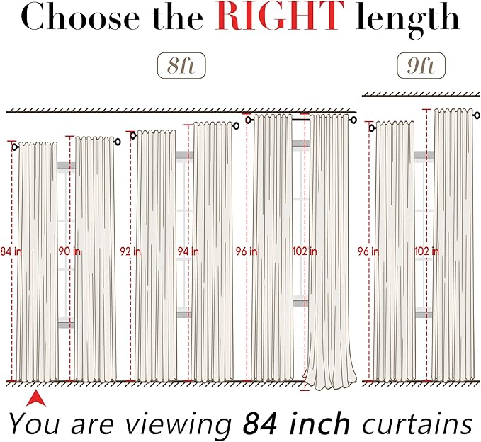 XTMYI Country Curtains for Living Room,Sheer Linen Shabby Chic Curtains for Bedroom 70 Inches Wide 84 Inches Long Oatmeal