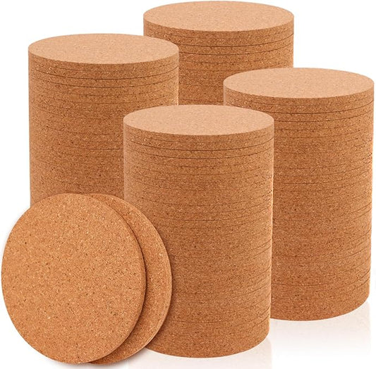 160 PCS Cork Coaster Bulk for Drink Absorbent 4 Inches Tea or Coffee Coaster Set Round Heat Resistant Bar Cup Mat Reusable Table Blank Gift for DIY Craft Holiday Wedding Birthday Party Supply