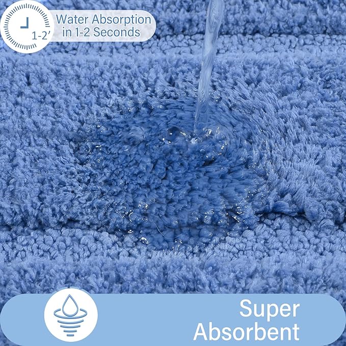 HOMORE Bathroom Runner Rug 24x60 Inch Soft Absorbent Bathroom Rug Runner, Blue Washable Bath Runners Rugs Non Slip Long Bath Rugs for Shower Tub