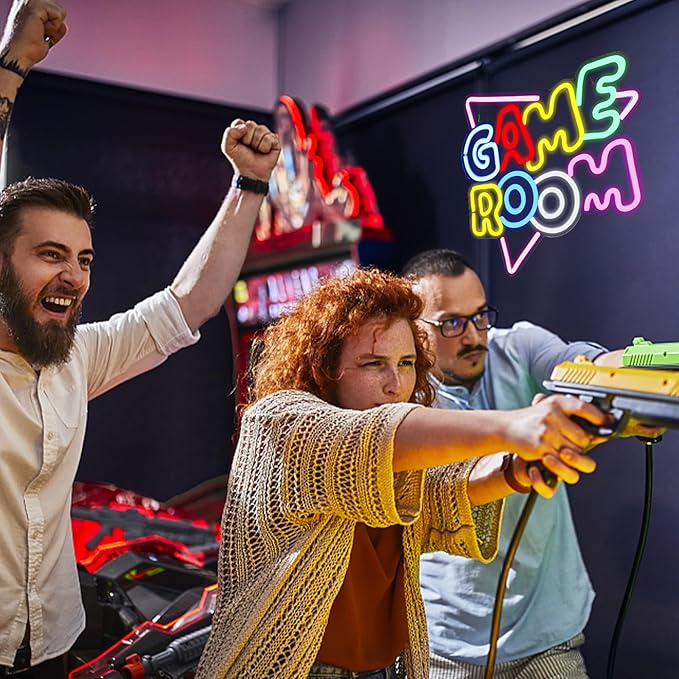 Gamerneon Game Room Large Neon Signs 13.2"x14" Colorful LED,USB Neon Lights for Game Zone Party Decor Bedroom Gaming Wall Lightup Signs Teen Boy Bedroom Home Gamer Party Decorations Gifts