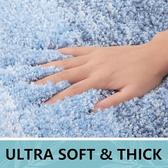 Arotive Microfiber Bathroom Rugs, Shaggy Soft and Absorbent Bath Rug, Non-Slip, Thick Plush Machine Washable Dry Bath Mats for Bathroom, Tub and Shower, 36x24, Light Blue