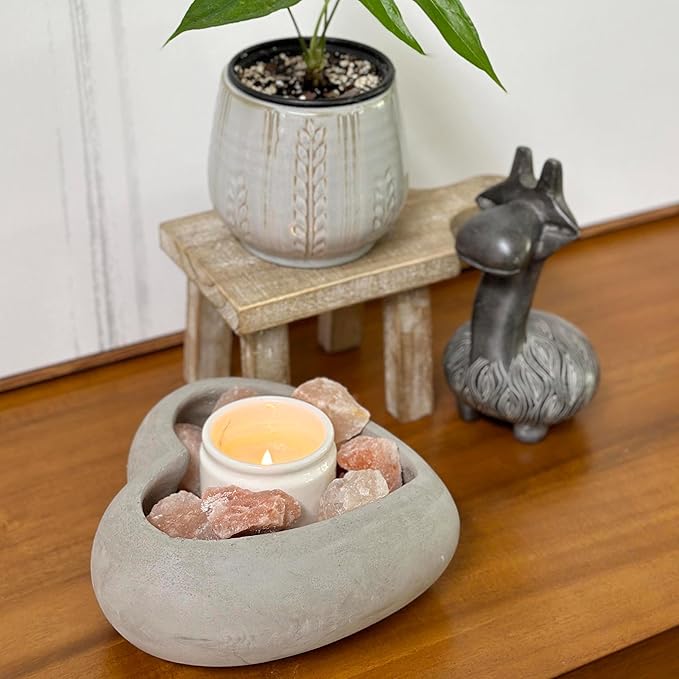 Admired By Nature 7.5" L Cement Heart Shape Planter, Concrete Planters, Indoor/Outdoor Stone Planter, Grey