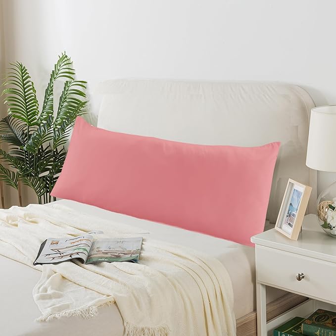 Pink Body Pillow for Adults Shredded Memory Foam Long Pillow for Sleeping Firm Hug Pillows Removable Cover for Side and Back Sleepers Full Pillow with Pink Pillowcase
