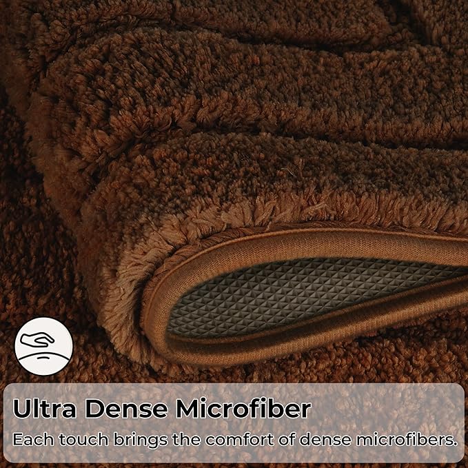 GRANNY SAYS Bathroom Rugs Non Slip 24" x 59", Bath Mats for Bathroom, Super Soft and Water Absorbent, Microfiber Washable Bath Rugs for Floor, Tub and Shower, Brown