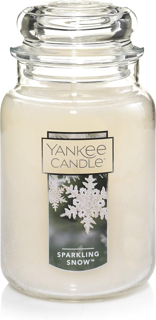 Yankee Candle Sparkling Snow Scented, Classic 22oz Large Jar Single Wick Candle, Over 110 Hours of Burn Time | Holiday Gifts for All