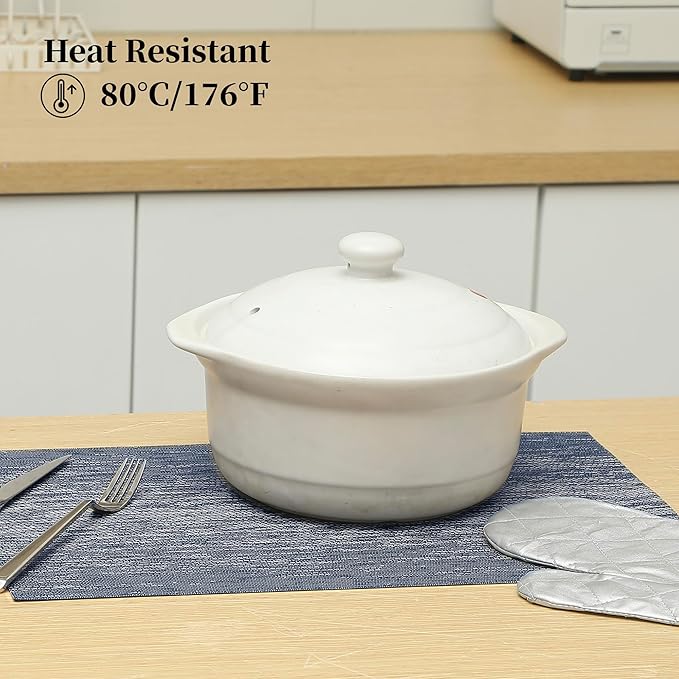 Leetaltree Denim Blue Placemats Set of 12 - Heat Resistant Non-Slip Place mats for Dining Table, Washable Durable PVC Vinyl Woven Table Mats（Denim Blue, 12）