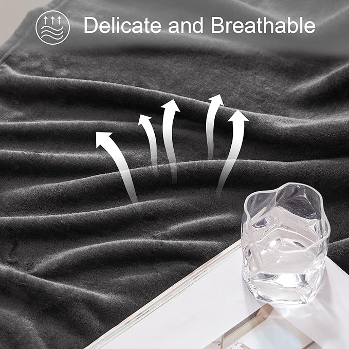 Exclusivo Mezcla Fleece Blanket Twin Size for Bed, Super Soft and Warm, All Season Use, Cozy, Plush, Lightweight, 60x80 Inches Dark Grey