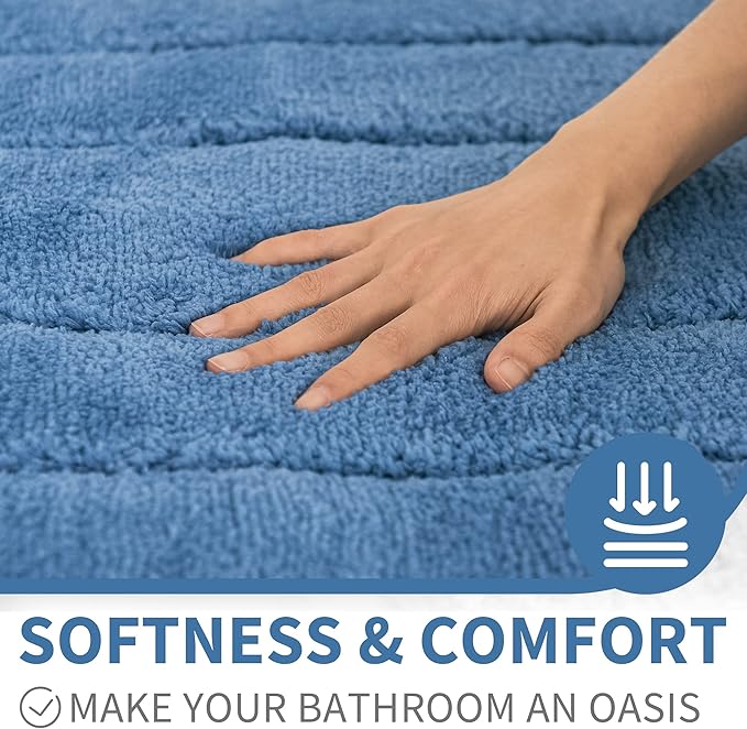 GRANNY SAYS Blue Bathroom Rugs Non Slip, 20" x 32", Bath Rugs for Bathroom, Bath Rugs Washable，Absorbent Bath Mats for Floor, Shower Rug for Bath, Microfiber Bath Mat for Tub