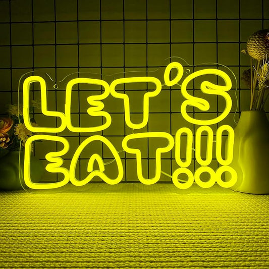 Let's Eat Neon Sign,Dimmable Anime Cartoon Neon Signs for Wall Decor,USB Game Neon Light for Man Cave Kids Room Bedroom Bar Birthday Gifts(15.7 * 9.6in)
