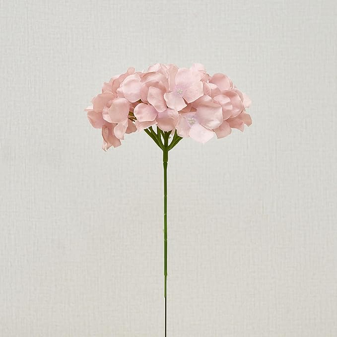 Dusty Rose Pink Artificial Hydrangea Flowers Heads 10 Fake Hydrangea Silk Flowers for Wedding Centerpieces Bouquets DIY Floral Decor Home Decoration with Stems(VASE NOT Included)
