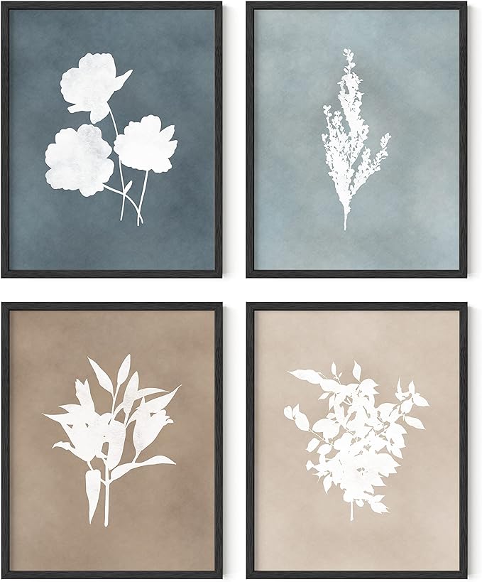 HAUS AND HUES Floral Wall Art - Set of 4 Plant Posters for Wall Vintage, Botanical Prints, Flower Pictures for Room Aesthetic, Vintage Art Prints, Flower Wall Art (11x14, Unframed)