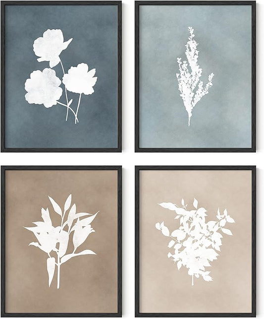 HAUS AND HUES Floral Wall Art - Set of 4 Plant Posters for Wall Vintage, Botanical Prints, Flower Pictures for Room Aesthetic, Vintage Art Prints, Flower Wall Art (11x14, Unframed)