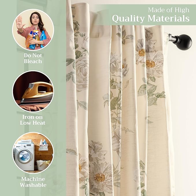 Maison d' Hermine Curtains for Living Room 100% Cotton 108 inch Length One Panel Light Filtering Curtains for Bedroom Windows with Rod and Loop Pockets Drapes (Villette Dove Grey, 50" W x 108" L)
