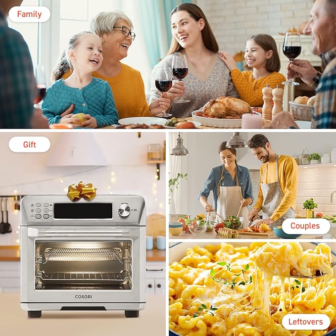 COSORI Smart 11-in-1 Air Fryer Toaster Oven Combo, Airfryer Convection Oven Countertop, Bake, Roast, Reheat, Broil, Dehydrate, 94 Recipes & 3 Accessories, 26QT, Silver, Stainless Steel