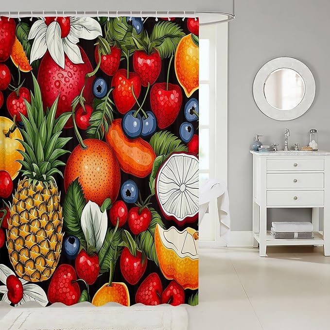 Feelyou Pineapple Shower Curtain Boys Girls Orange Fabric Shower Curtain for Kids Summer Fruit Bathroom Waterproof Accessories with 12 Hooks Bright Colorful Curtains,72x78 Inches