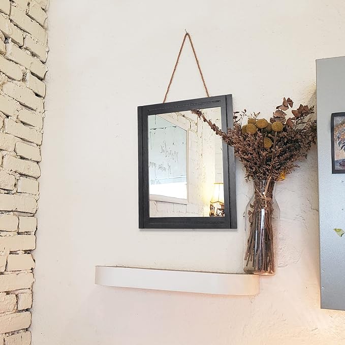 AAZZKANG Black Mirrors for Wall Rectangle Wood Framed Decorative Wall Hanging Mirror for Bedroom Living Room Bathroom Home Entryway