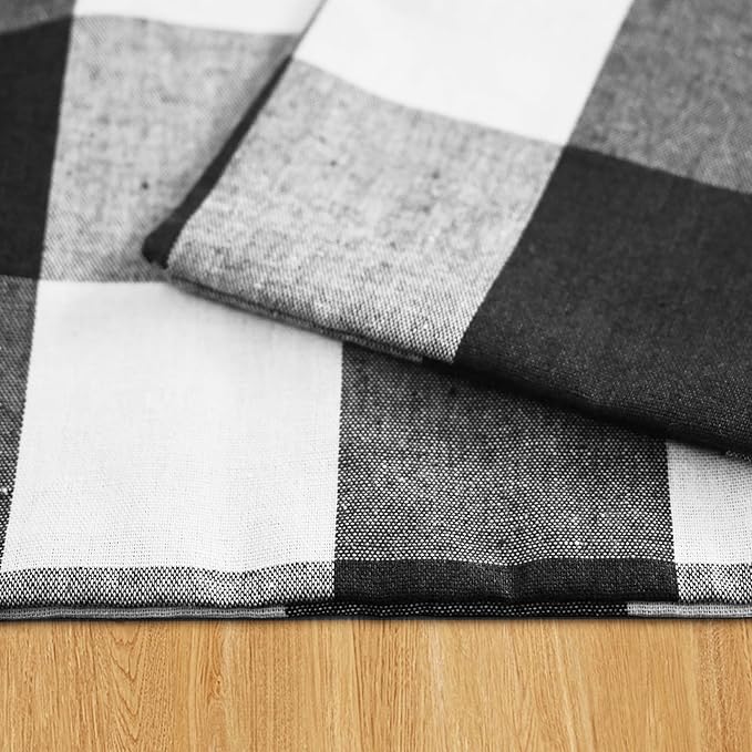 Black & White 2 Side Cotton Buffalo Check Placemats Set of 4 Heat Resistant Dining Table Place Mats for Kitchen Table, 12 x 18 inches